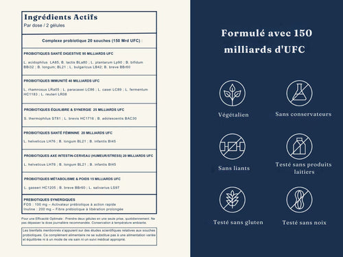 Synbiotic 150 Mds UFC + Inuline +Ingrédients